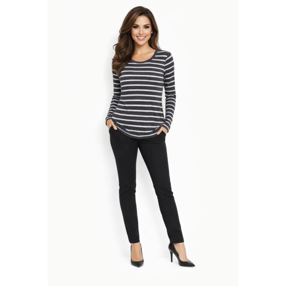 Long Sleeve Shirt Gap Super Soft Crew NECK Gray Stripe Women's WOMAN'S MEDIUM